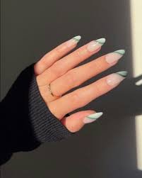 green French tip nails